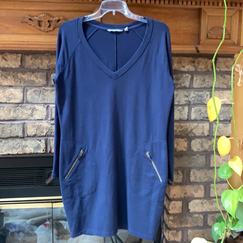 Athleta size med petite sweatshirt dress v neck